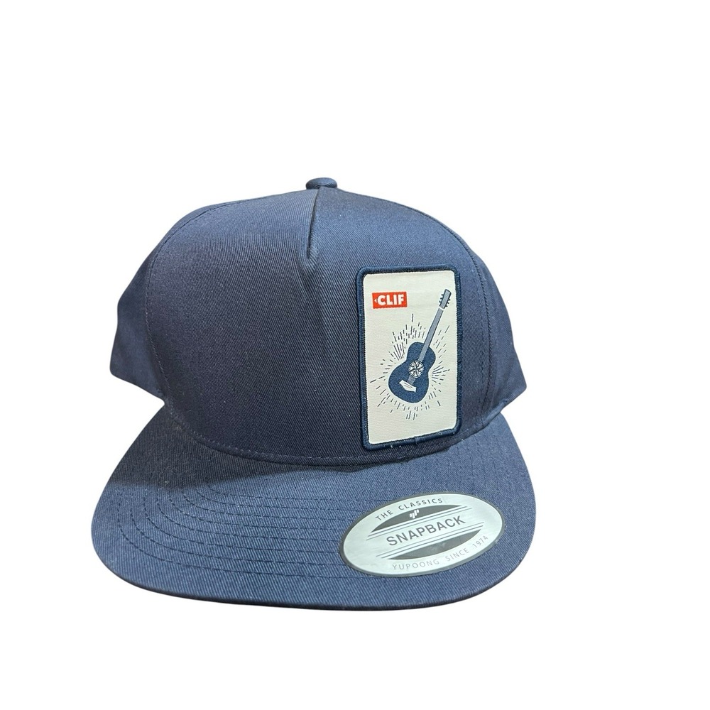 CLIF Bar Guitar Hook-and-Loop Patch Snapback Hat Yupoong The Classics Navy NWOT